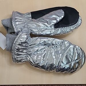 NEW BP Silver and black mittens
